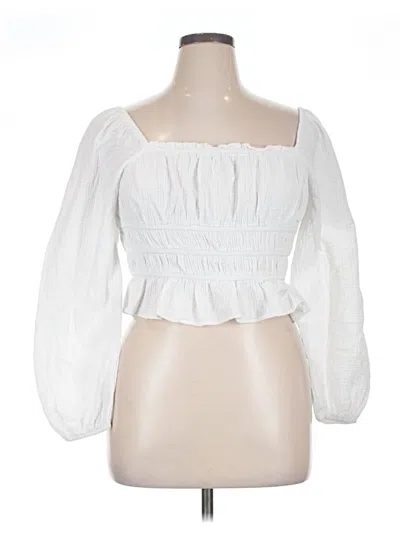 Pre-owned Wild Fable 3/4 Sleeve Blouse In White