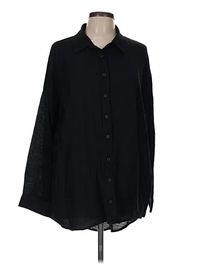 Pre-owned Wild Fable 3/4 Sleeve Button Down Shirt In Black