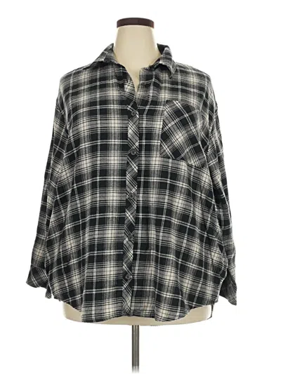 Pre-owned Wild Fable 3/4 Sleeve Button Down Shirt In Black