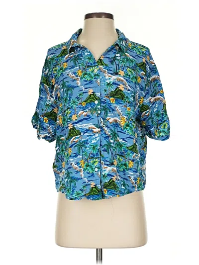 Pre-owned Wild Fable 3/4 Sleeve Button Down Shirt In Blue