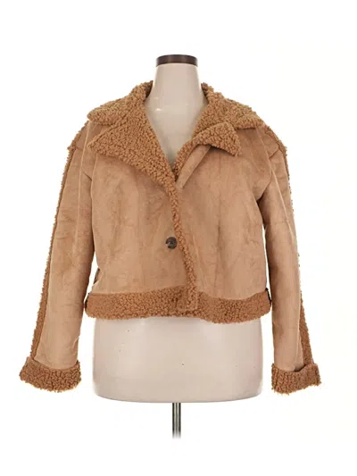 Pre-owned Wild Fable Faux Fur Jacket In Brown