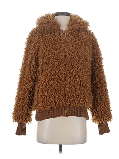 Pre-owned Wild Fable Faux Fur Jacket In Brown