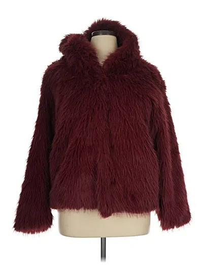 Pre-owned Wild Fable Faux Fur Jacket In Burgundy