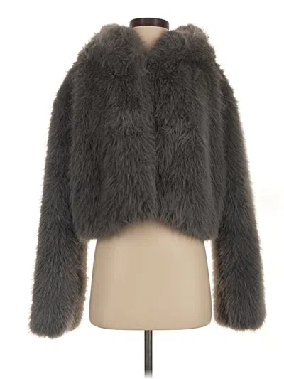 Pre-owned Wild Fable Faux Fur Jacket In Gray