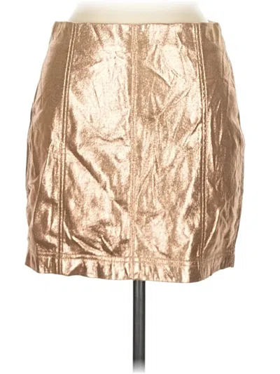 Pre-owned Wild Fable Faux Leather Skirt In Gold