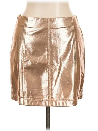 Pre-owned Wild Fable Faux Leather Skirt In Gold