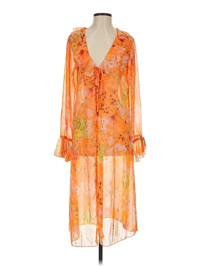 Pre-owned Wild Fable Kimono In Orange