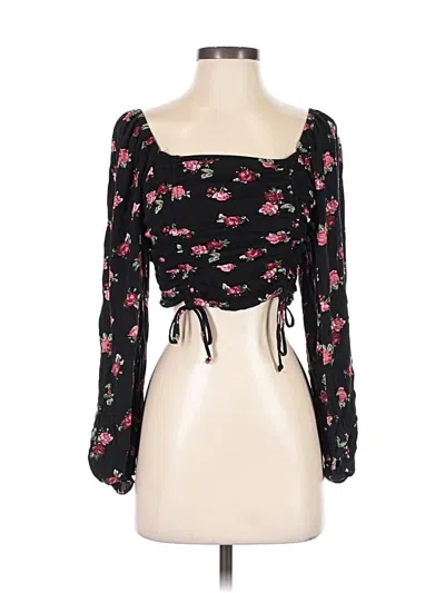 Pre-owned Wild Fable Long Sleeve Blouse In Black