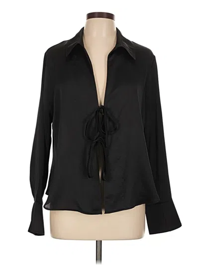 Pre-owned Wild Fable Long Sleeve Blouse In Black