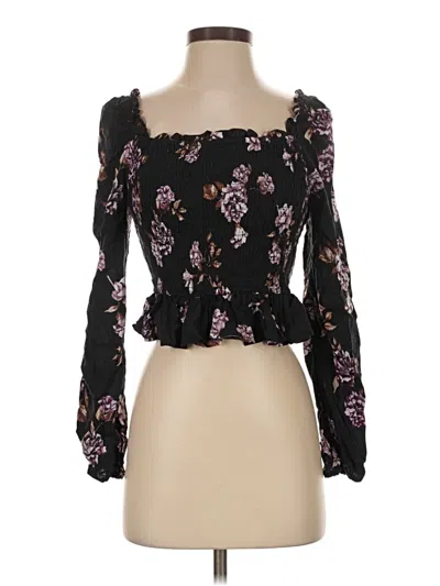 Pre-owned Wild Fable Long Sleeve Blouse In Black