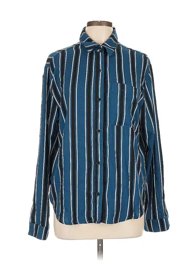 Pre-owned Wild Fable Long Sleeve Blouse In Blue