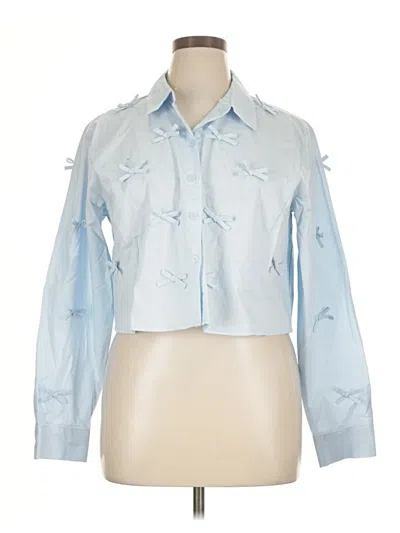 Pre-owned Wild Fable Long Sleeve Blouse In Blue
