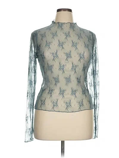 Pre-owned Wild Fable Long Sleeve Blouse In Blue