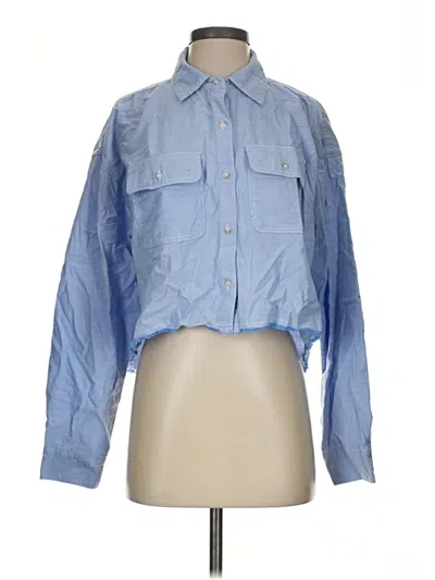 Pre-owned Wild Fable Long Sleeve Blouse In Blue