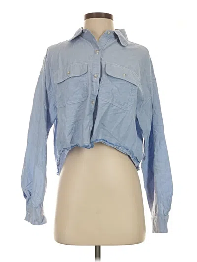Pre-owned Wild Fable Long Sleeve Blouse In Blue