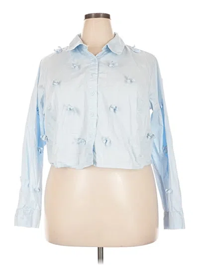 Pre-owned Wild Fable Long Sleeve Blouse In Blue