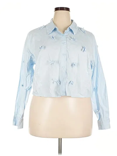 Pre-owned Wild Fable Long Sleeve Blouse In Blue