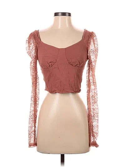 Pre-owned Wild Fable Long Sleeve Blouse In Brown