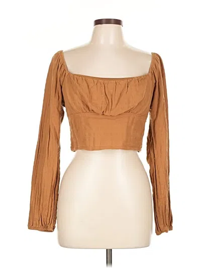 Pre-owned Wild Fable Long Sleeve Blouse In Brown