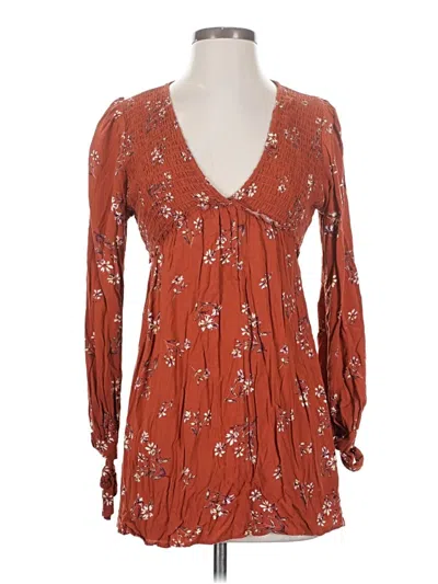 Pre-owned Wild Fable Long Sleeve Blouse In Brown