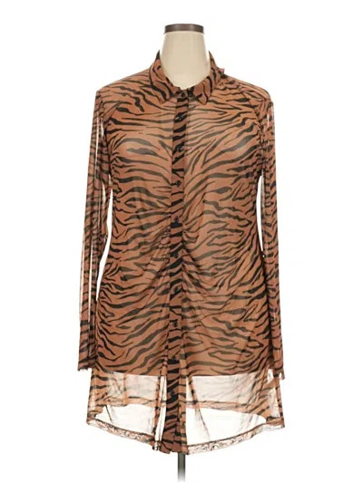 Pre-owned Wild Fable Long Sleeve Blouse In Brown