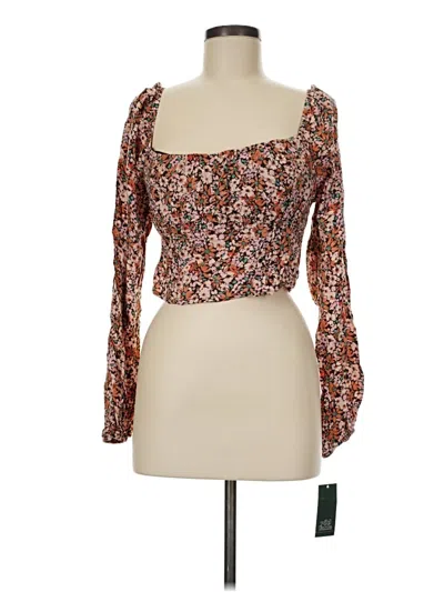 Pre-owned Wild Fable Long Sleeve Blouse In Brown