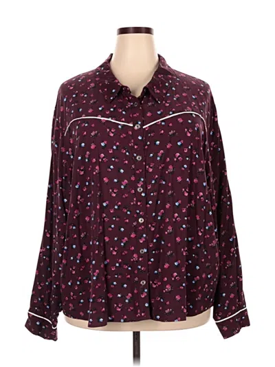 Pre-owned Wild Fable Long Sleeve Blouse In Burgundy