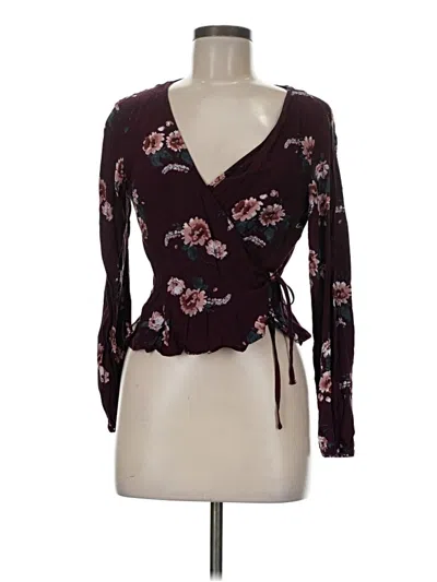 Pre-owned Wild Fable Long Sleeve Blouse In Burgundy