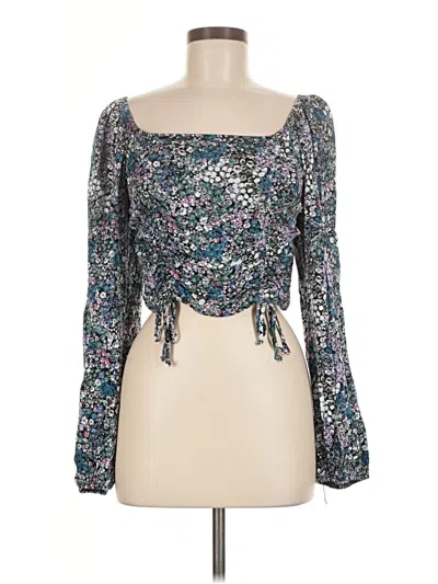 Pre-owned Wild Fable Long Sleeve Blouse In Silver