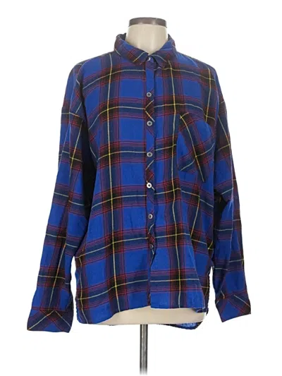 Pre-owned Wild Fable Long Sleeve Button Down Shirt In Blue