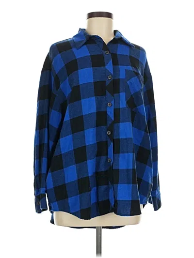 Pre-owned Wild Fable Long Sleeve Button Down Shirt In Blue