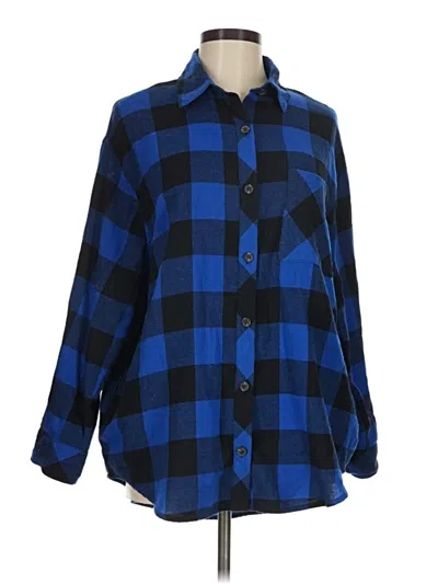 Pre-owned Wild Fable Long Sleeve Button Down Shirt In Blue