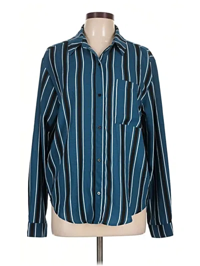 Pre-owned Wild Fable Long Sleeve Button Down Shirt In Blue