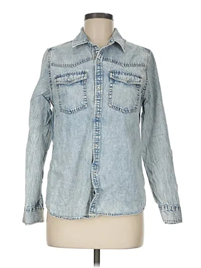 Pre-owned Wild Fable Long Sleeve Button Down Shirt In Blue
