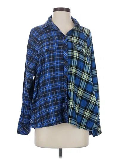 Pre-owned Wild Fable Long Sleeve Button Down Shirt In Blue