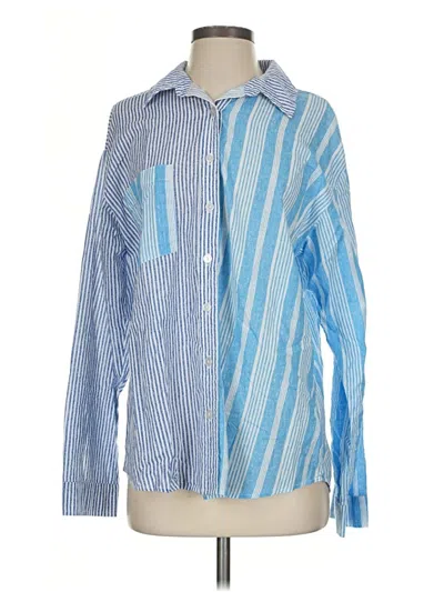 Pre-owned Wild Fable Long Sleeve Button Down Shirt In Blue