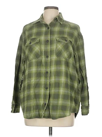 Pre-owned Wild Fable Long Sleeve Button Down Shirt In Green