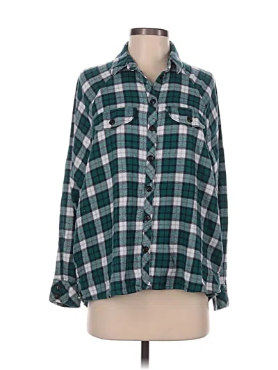 Pre-owned Wild Fable Long Sleeve Button Down Shirt In Green