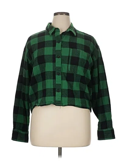 Pre-owned Wild Fable Long Sleeve Button Down Shirt In Green