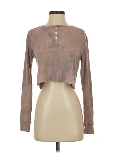 Pre-owned Wild Fable Long Sleeve Henley Shirt In Brown