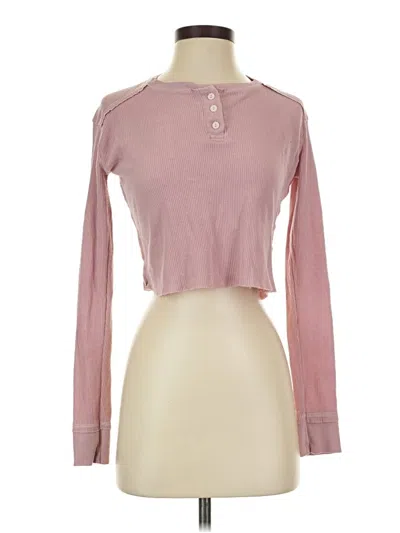 Pre-owned Wild Fable Long Sleeve Henley Shirt In Pink