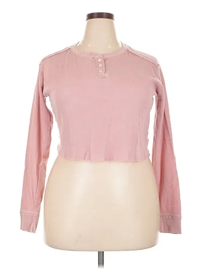 Pre-owned Wild Fable Long Sleeve Henley Shirt In Pink
