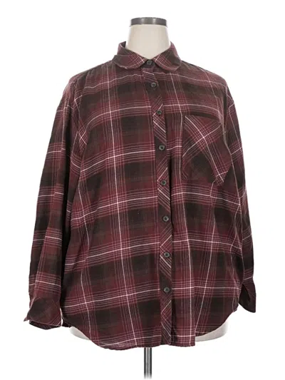 Pre-owned Wild Fable Long Sleeve Polo Shirt In Burgundy