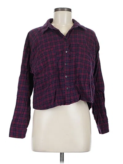 Pre-owned Wild Fable Long Sleeve Polo Shirt In Burgundy