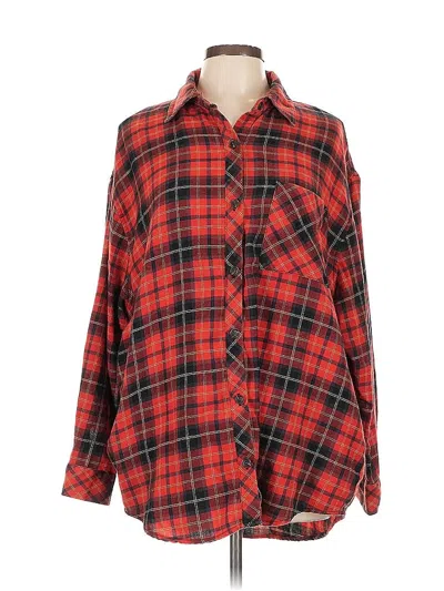 Pre-owned Wild Fable Long Sleeve Polo Shirt In Red