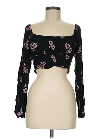 Pre-owned Wild Fable Long Sleeve Top Black Sweetheart Neckline Tops