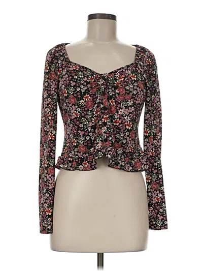 Pre-owned Wild Fable Long Sleeve Top Black Sweetheart Neckline Tops