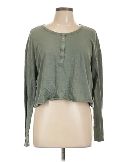 Pre-owned Wild Fable Long Sleeve Top Green Keyhole Neckline Tops