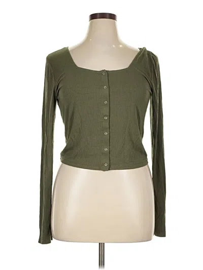 Pre-owned Wild Fable Long Sleeve Top Green Sweetheart Neckline Tops