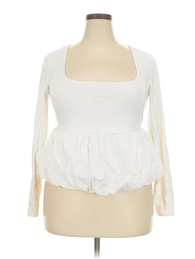 Pre-owned Wild Fable Long Sleeve Top Ivory Square Neckline Tops In White